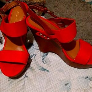 Nine west redish ORANGE BLOCK heels